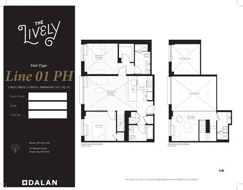 B5PH Floor Plan at The Lively, New Jersey